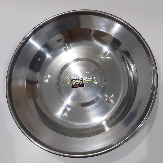 Piring Stainless Steel 555 Import India Lebih Tebal 22 cm Piring Makan
