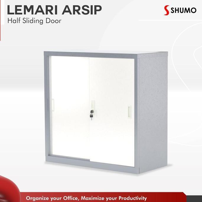 Lemari Arsip Besi 2 Pintu Sliding Pendek|Lemari sleding Kantor Dokumen