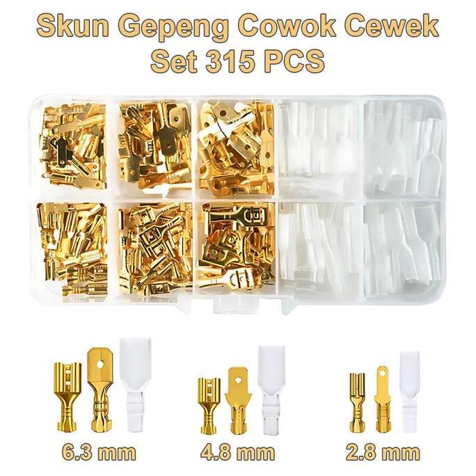DAMELOPO 315Pcs Skun Gepeng Male Cowok Female Cewek Set Terminal Konektor Kabel bahan Kuningan with 