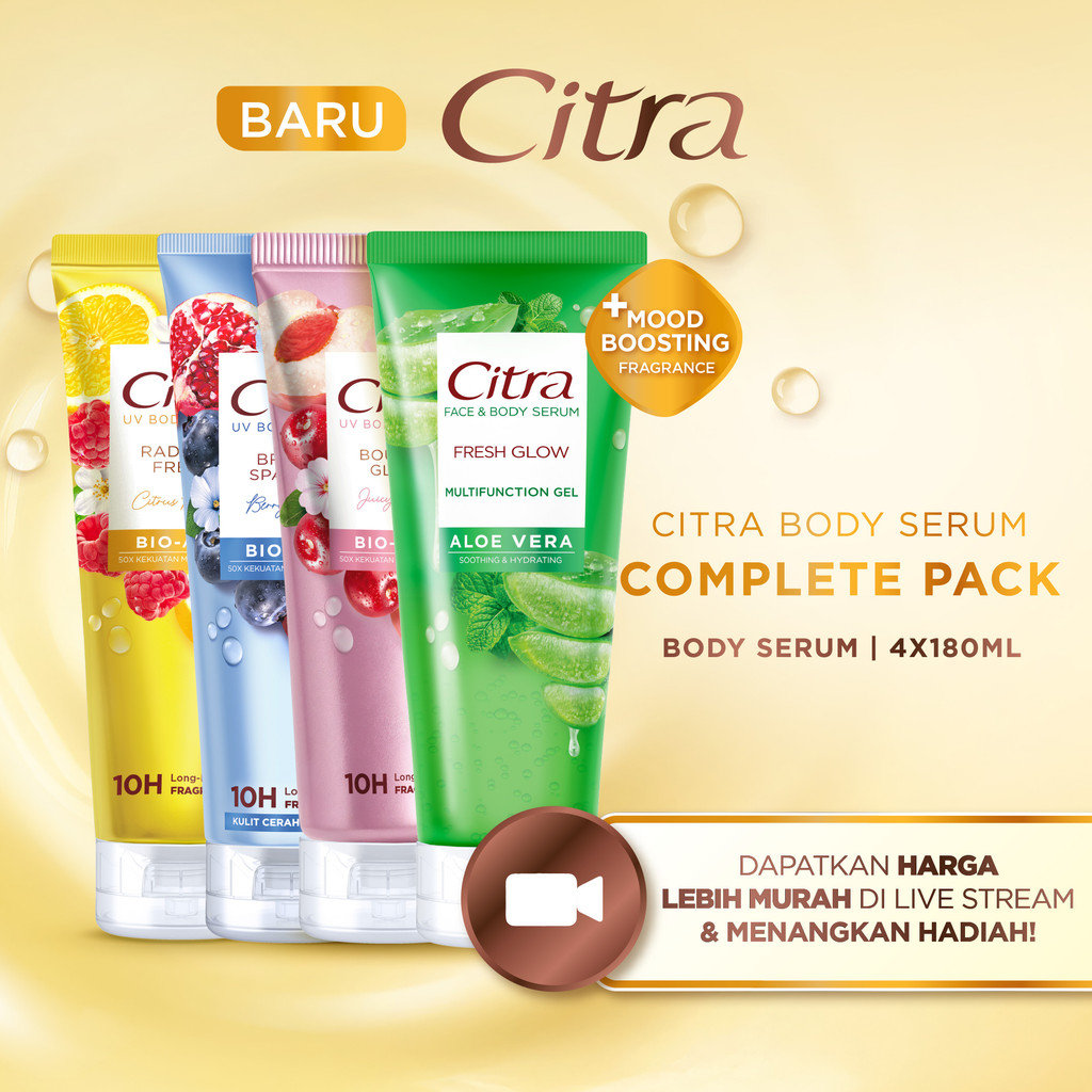 Bundle Citra Body Serum Superfruit BIO-AHA Mencerahkan Kulit Badan | Complete Pack, Brightening Seri
