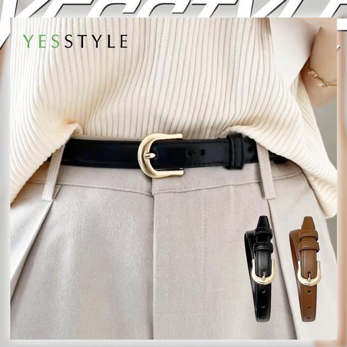 Promo Yesstyle Ikat Pinggang Wanita Kulit Pu Retro Elegan Ring Gold Buckle Sabuk Kecil Slim Belt Ori