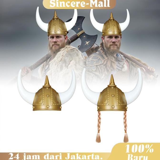 DZAPIRA Topi Viking Tanduk / Topi Viking Helm Tanduk / Cosplay Topi Helm Viking