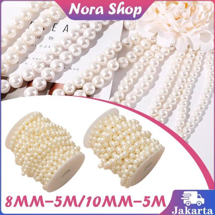 HAMDORA 5M Mutiara Manik Dekorasi Rumah Hiasan Pernikahan Pesta Aksesoris Mutiara Manik