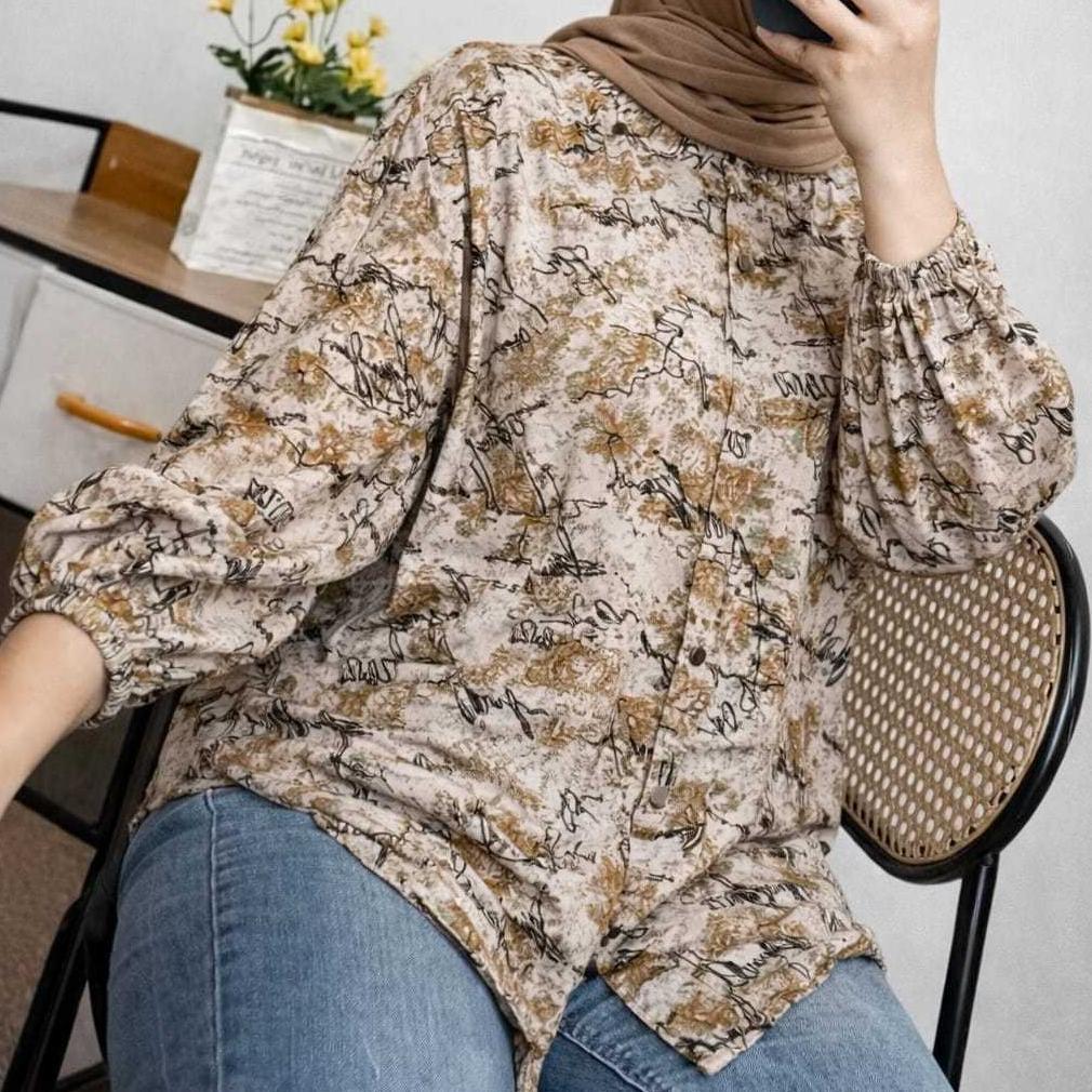 original blouse rayon polos halus - nyaman untuk harian kemeja rayon oversized - ringan, adem, & jat