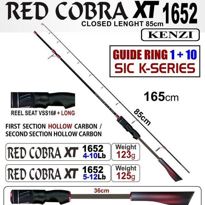 KENZI Rod Pancing Red Cobra XT 1652 Joran Reel alat  pancing