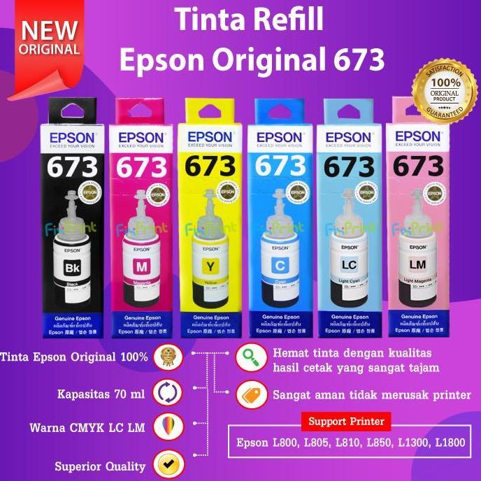 TINTA EPSON 673 T673 ORIGINAL PRINTER L805 L810 L850 L1300 L1800 ORI