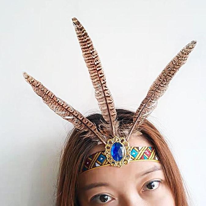 Bando Bulu Adat/Hiasan Kepala Bulu/Topi Tari Bulu Dewasa/Hiasan Kepala