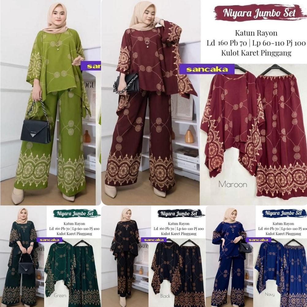 KUALITAS SUPER SETELAN JUMBO SENAYA SET WAKA WAKA MOTIF BUNGA ORI NAURA SIZE JUMBO BUSUI RESLETING R