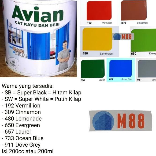 Avian Cat Kayu Besi 200 Cc Aneka Warna 200Cc 200Ml Ml Kaleng Kecil