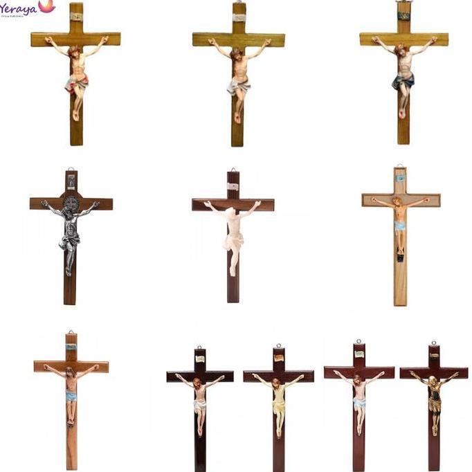 $$$$] Aneka Salib Gantung Katolik - Salib Dinding Katolik 30cm - Salib Kayu Katolik Kayu Fiber Resin