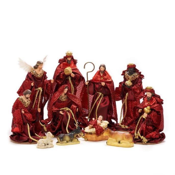 *:*:*:*:*] Patung Set Natal Premium Fabric Pajangan Patung Nativity Kelahiran Yesus Kristus Dekorasi