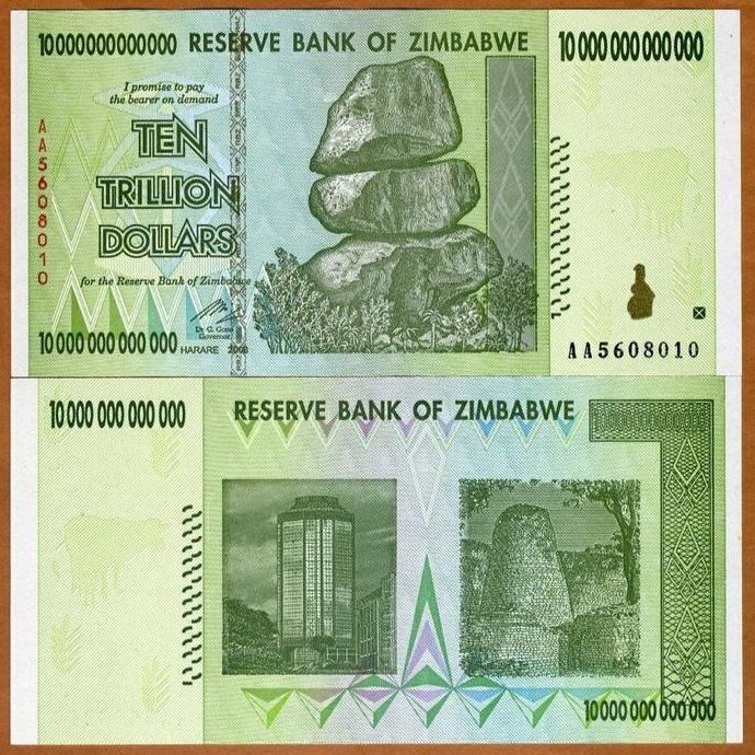 Zimbabwe 10 Trillion Dollars 2008, Prefix. AA