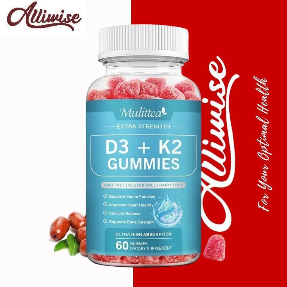 Mulittea Permen Jelly Vitamin D3 K2 Untuk Anak-Anak & Dewasa Mendukung Kesehatan Otot Tulang Gigi