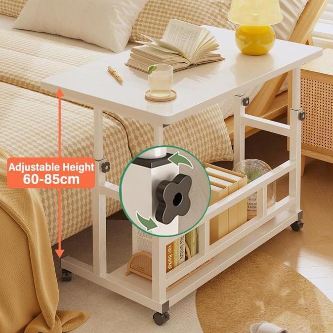 AZBOMO BM-Meja Laptop Lipat Adjustable dengan Roda Meja Laptop Roda Meja Kerja Adjustable Meja Belaj