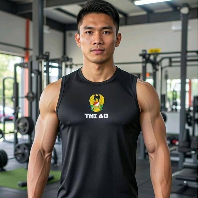 TERLARIS SINGLET PRIA DEWASA BAHAN DRYFIT JERSEY LOGO TNI AD TERBARU KAOS HITAM POLOS DESAIN SPORTIF