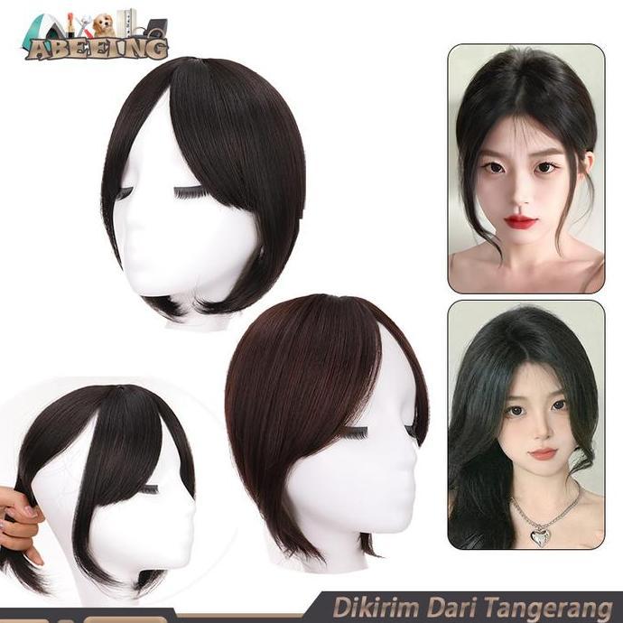 WINTURY Poni Palsu Belah Tengah Penutup Botak Wanita Hair Clip Rambut Palsu