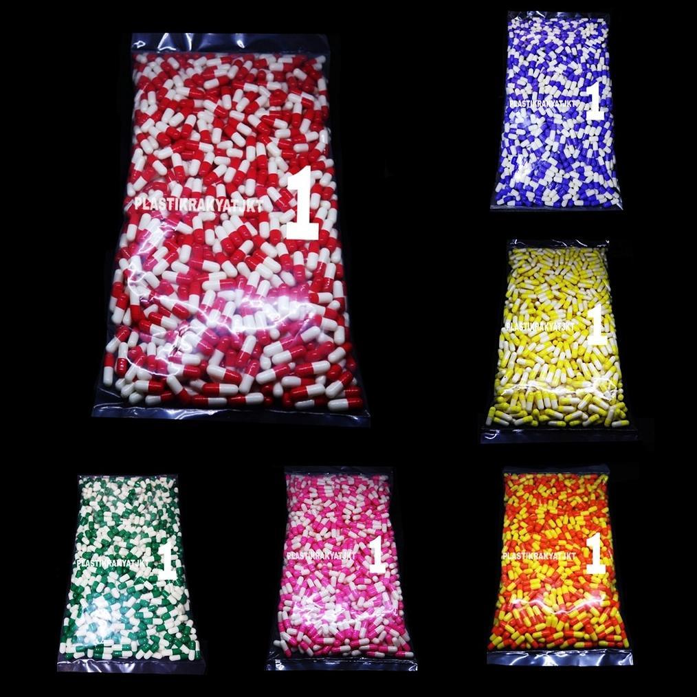 Kapsul Kosong Warna Ukuran 1 isi 1000 butir / Cangkang Kapsul ukuran 1 Warna Kapsulindo Halal terlar