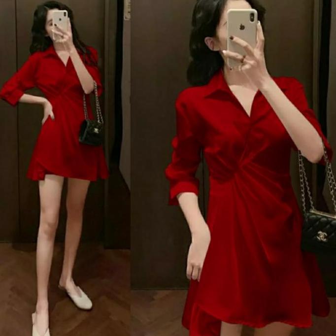 VATGUVOH Minidress Sandia / Dress Wanita Kekinian / Dress Korean Style / Baju Wanita / Dress Simple 