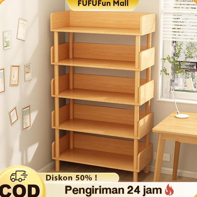 RACERPO FU Rak buku kayu sederhana kecil rak penyimpanan multifungsi kecil rak penyimpanan dapur kay