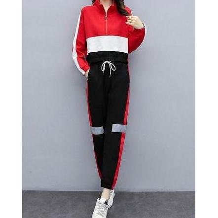 VATGUVOH Stelan Olahraga / Baju Celana Stelan Wanita Korea / Set Training/ Stelan Model Baru / Stela
