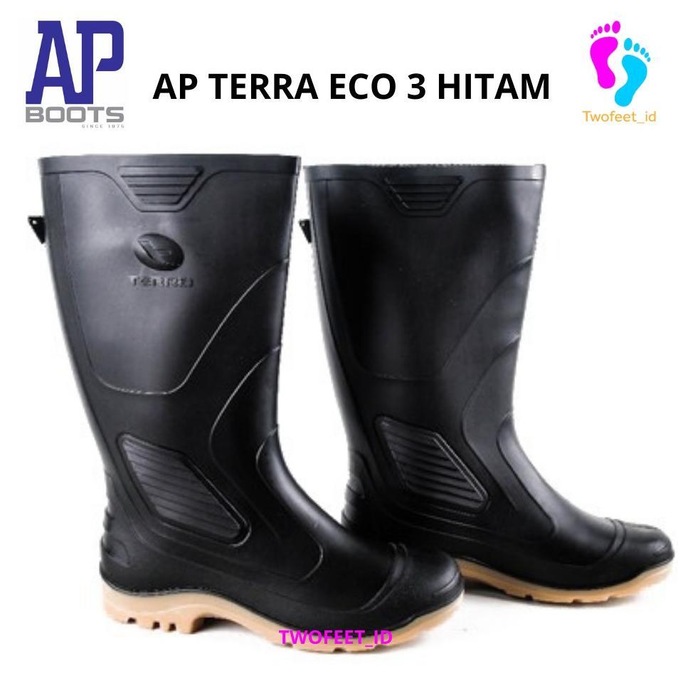 Cuci Gudang  Sepatu Ap Boots Terra Eco 3 Hitam - Ap Terra Eco 3 Karet Tinggi Hitam - Ap Boots Terra 