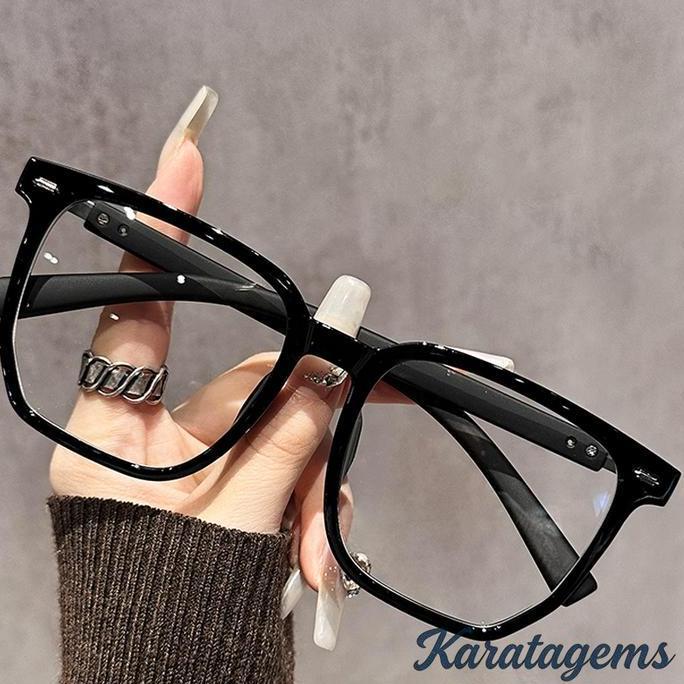 Promo [Free Gifts]Kacamata Bingkai Besar Motif Kayu Untuk Pelajar Kacamata Hitam Wanita & Pria Panta