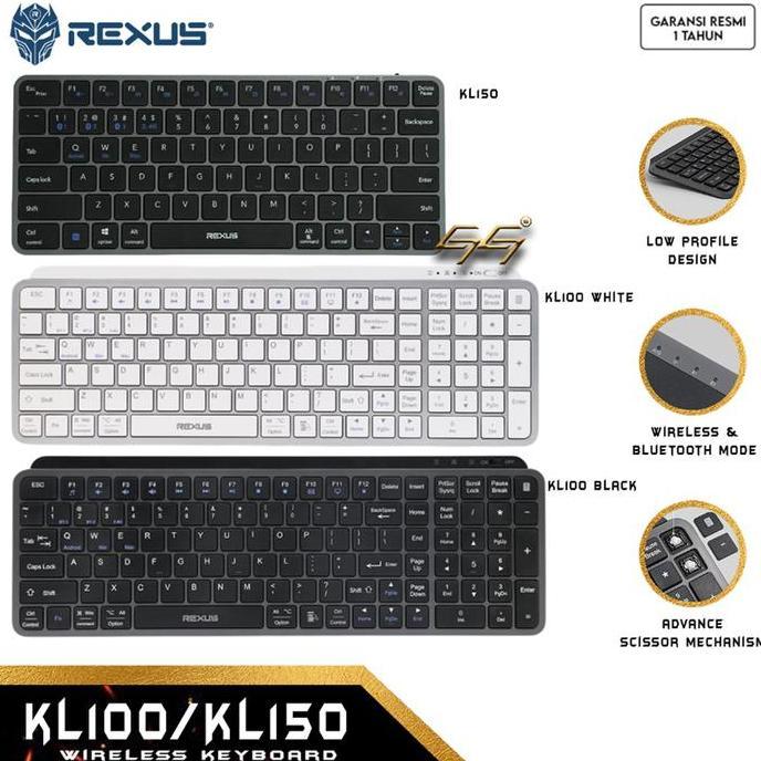 BEBAS ONGKIR - REXUS KL100 KL150 KL-100 KL-150 KL 100 KL 150 Keyboard Office Bluetooth Wireless Low 