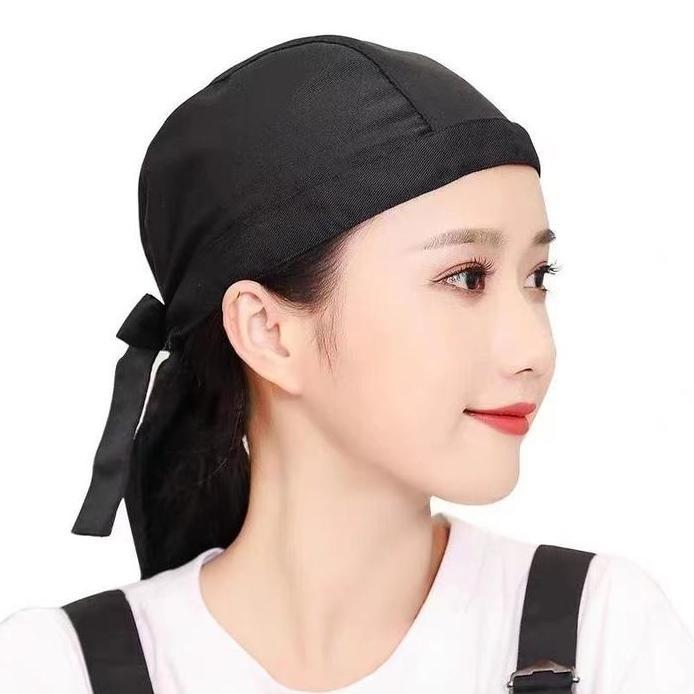 Topi Koki Chef Topi Chef Wanita Pria Topi Koki Jepang Universal Topi Kitchen Hitam Adjustable Topi K
