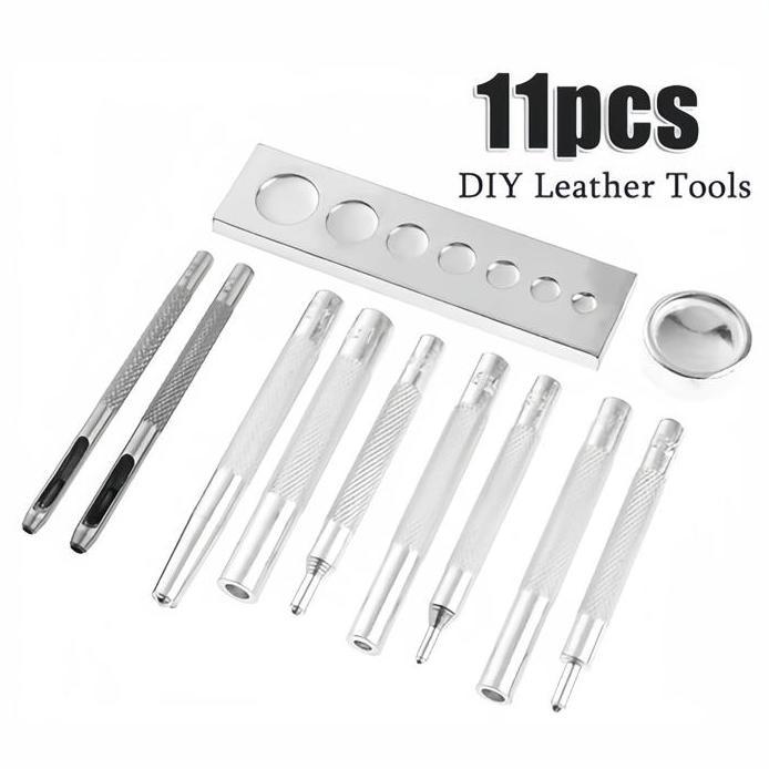 11pcs Plong Pembolong Alat Pelubang Kulit Pembolong Kulit Set Pelubang