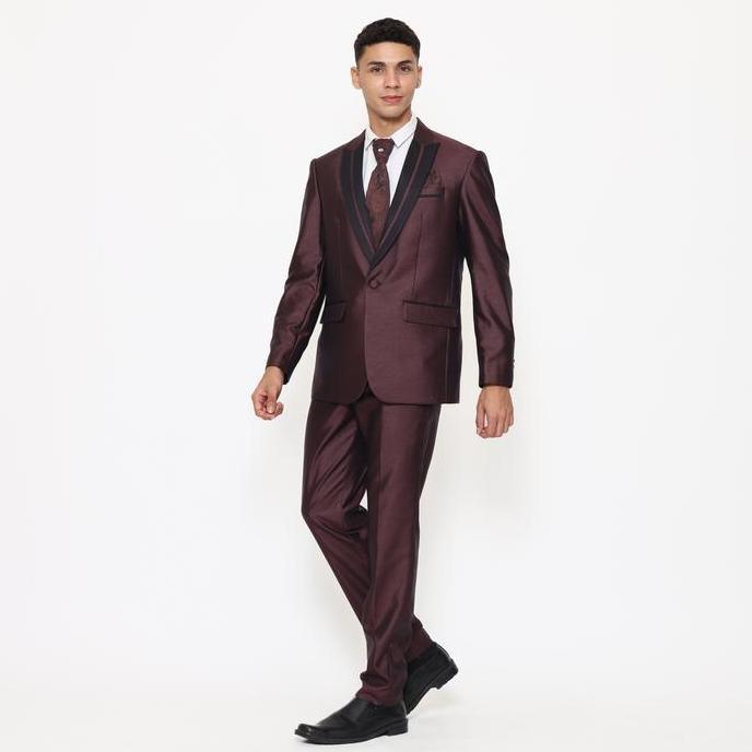 Jas Pria Semi Wool Shining Setelan Jas Pengantin Pria Bahan Tebal - YUNG