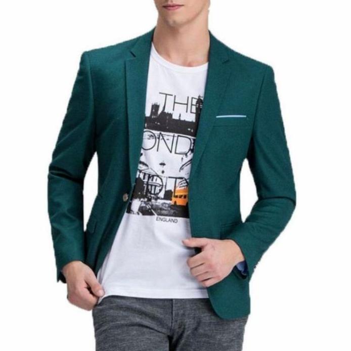 Jas blazer hijau / jas pria toska / blazer hijau botol Formal Panjang Kantor Wisuda Tebal Cowok