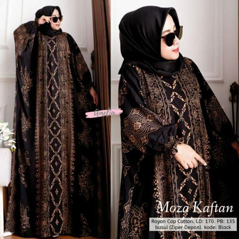 BESTPROMO Terbaru MOZA Kaftan Unique Ori Jumbo Busui Resleting Depan Rayon GRADE A Bisa Cod