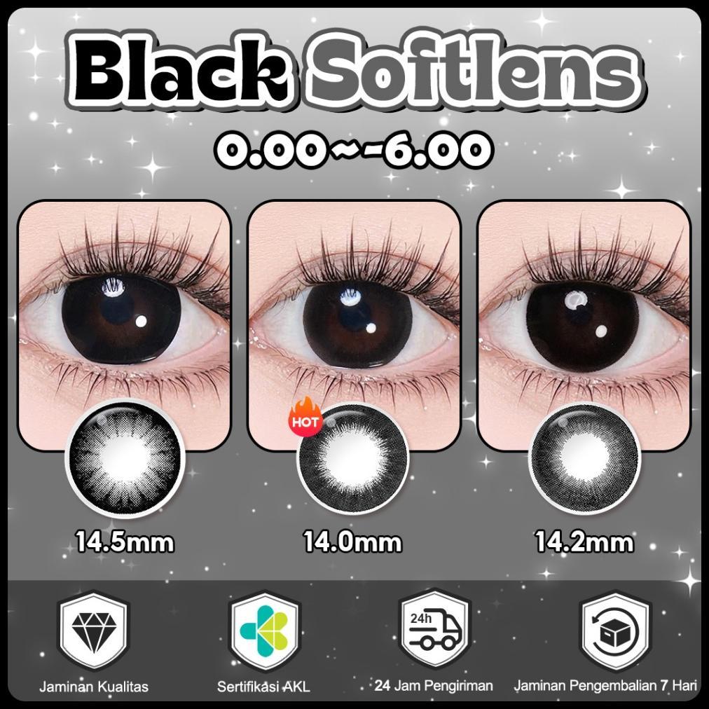 RECOMMENDED [0.00~-6.00]MAGISTER SOFTLENS HITAM 14MM-14.5MM SOFTLENS MINUS