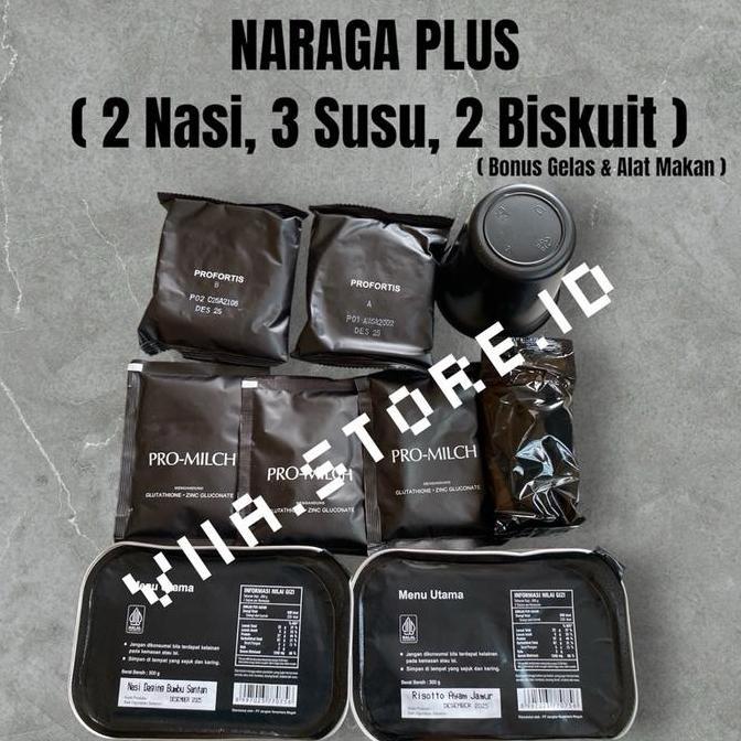 BELI PAKETAN LEBIH MURAH  PAKET RANSUM NARAGA PLUS/ MAKANAN SIAP SAJI TNI ( Makan + Minum )