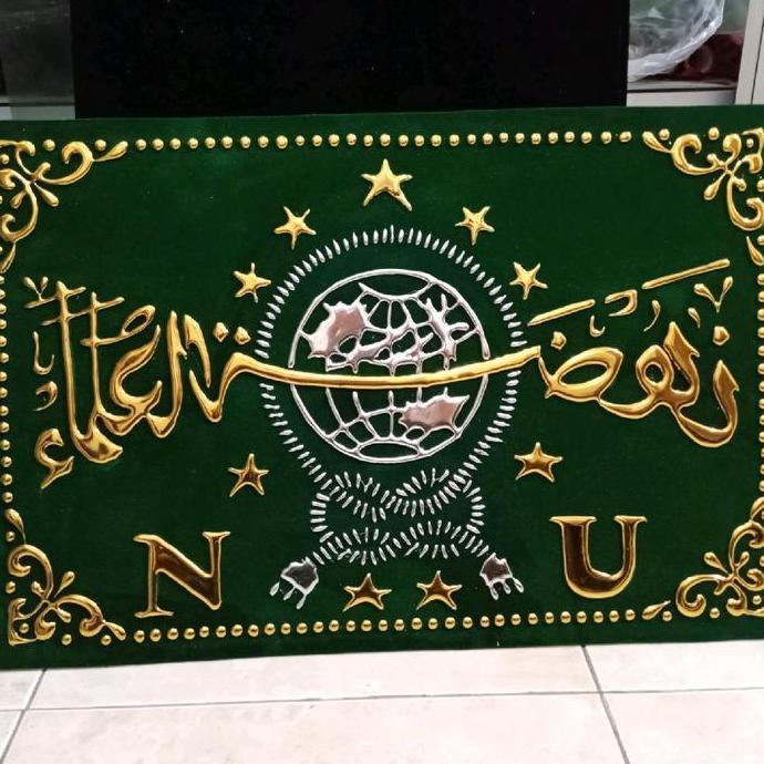 Ready  Logo NU Timbul emas tanpa BINGKAI Kain