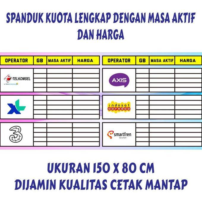 Ready  Spanduk Kuota - Spanduk Konter Pulsa Banner Kuota 150x80