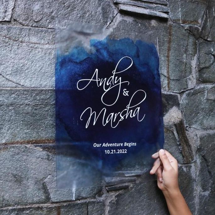 Ready  Custom Welcome Sign Wedding Akrilik Printed Guest Sign Dekorasi Papan