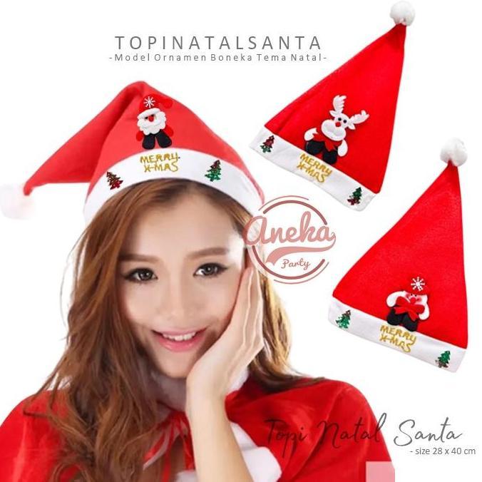 Ready  Topi Natal Merry Christmas Boneka / aksesoris natal topi santa claus Ornamen Boneka Natal / t