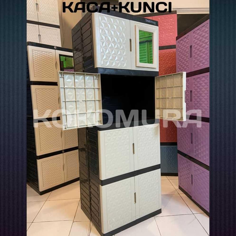 Berkualitas Lemari Pakaian Plastik Putih Anti Rayap Kaca
