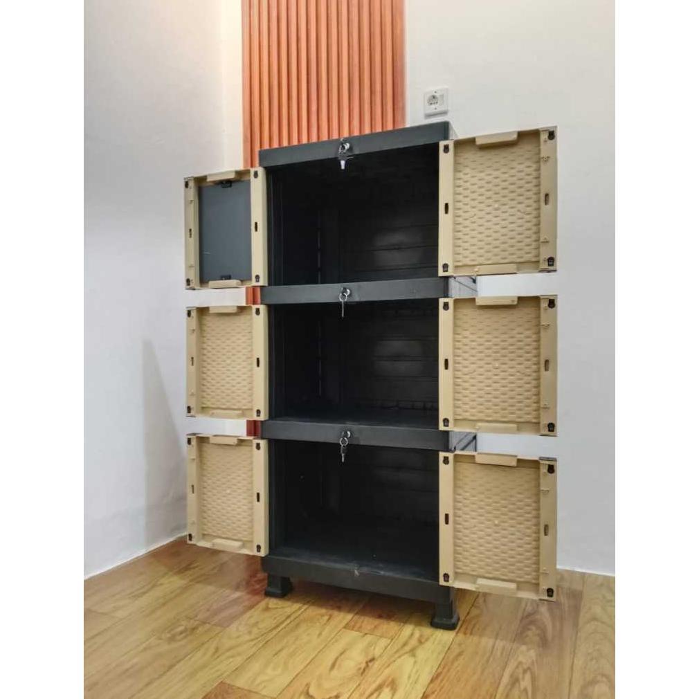 Disc Lemari Pakaian Plastik Mini Susun 3 Tabitha Aquos Gunplas Include Kaca Cermin & Kunci