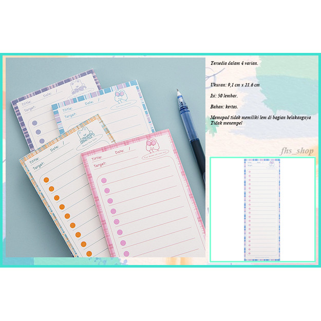 Memo Pad Planner Memo Pad Aesthetice Memopad Kertas Memo Pad Lucu Memo Pad Cute Memooad To Do List