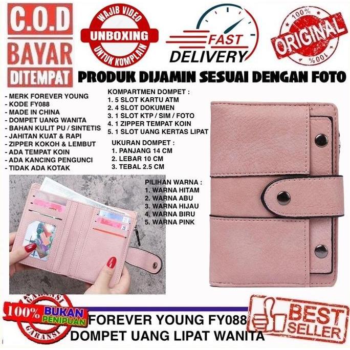 Forever Young FY 088 Dompet Uang Wanita Ukuran 3/4 Tanggung Besar Bahan Kulit Pu Lembut