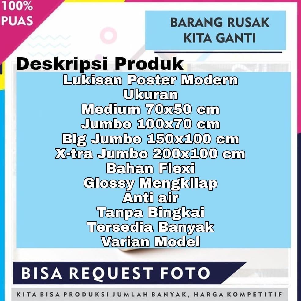 Premium Lukisan Poster Modern Cetak Big Jumbo Foto Pemandangan Alam Air Terjun 3D Ukuran 100 X 70 Cm