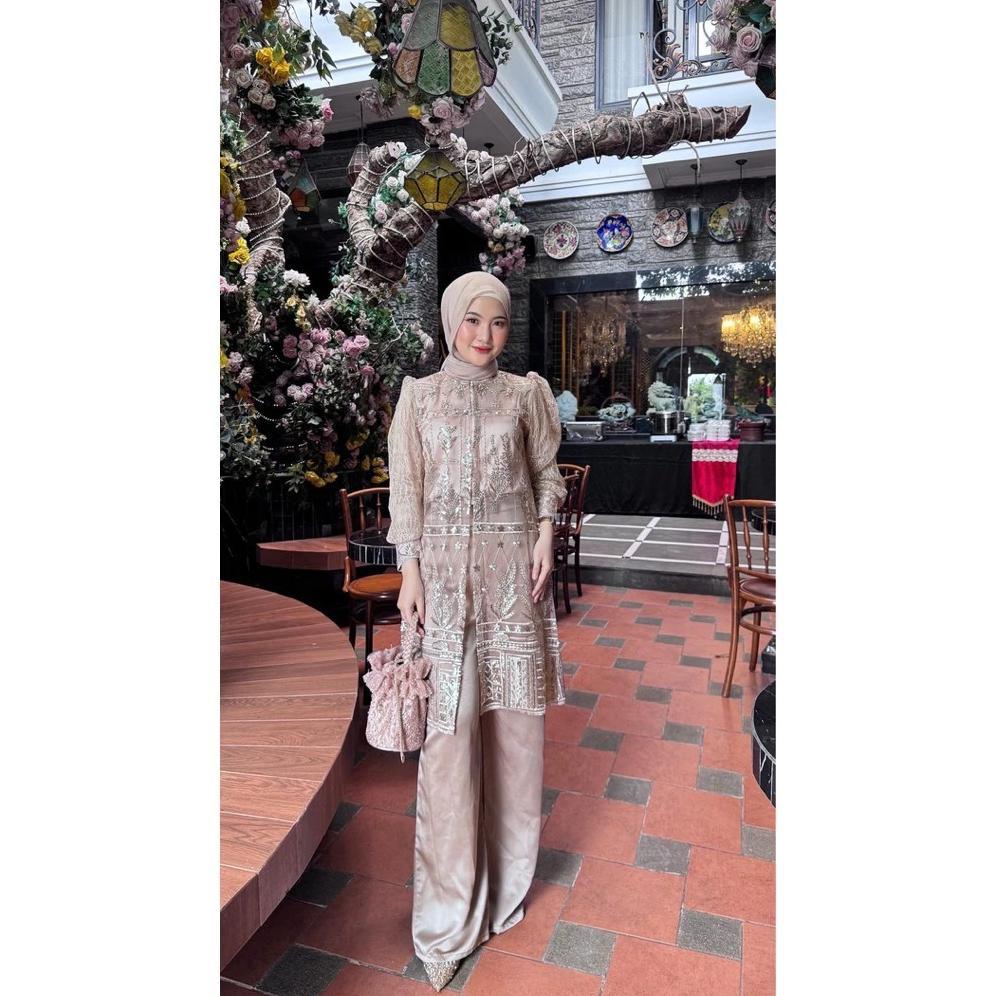 HOT PRODUCT RANIA SET TUNIK+CELANA ONESET BRUKAT PREMIUM SETELAN KONDANGAN WANITA TERBARU DRESS MUSL