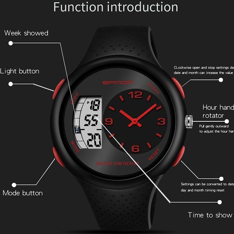 NEW SANDA 763 Jam Tangan Pria Digital Analog Tali Rubber Chronograph Anti Air
