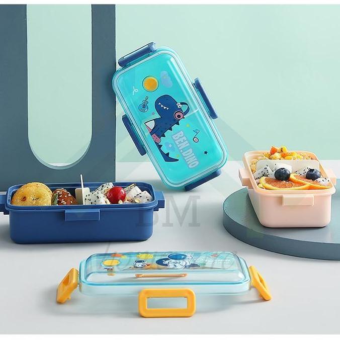 Lansungkirim- Kotak Makan Karakter Lucu Untuk Anak 700Ml / Lunch Box Motif Astronot Unicorn Dino