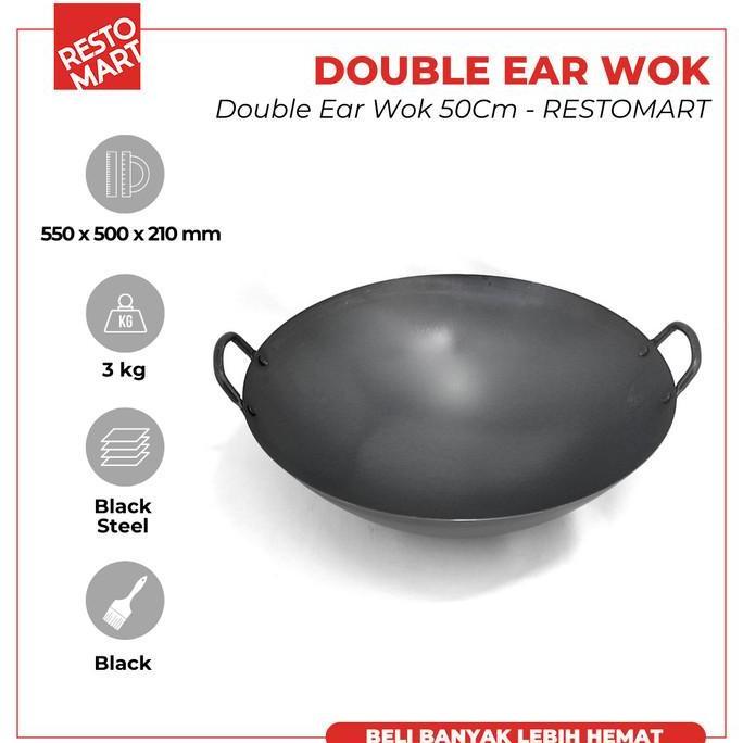 Wajan Baja Pre Seasoned / Kuali / Wajan Black Steel / Double Ear Wok 50 cm (2291084) (F12)