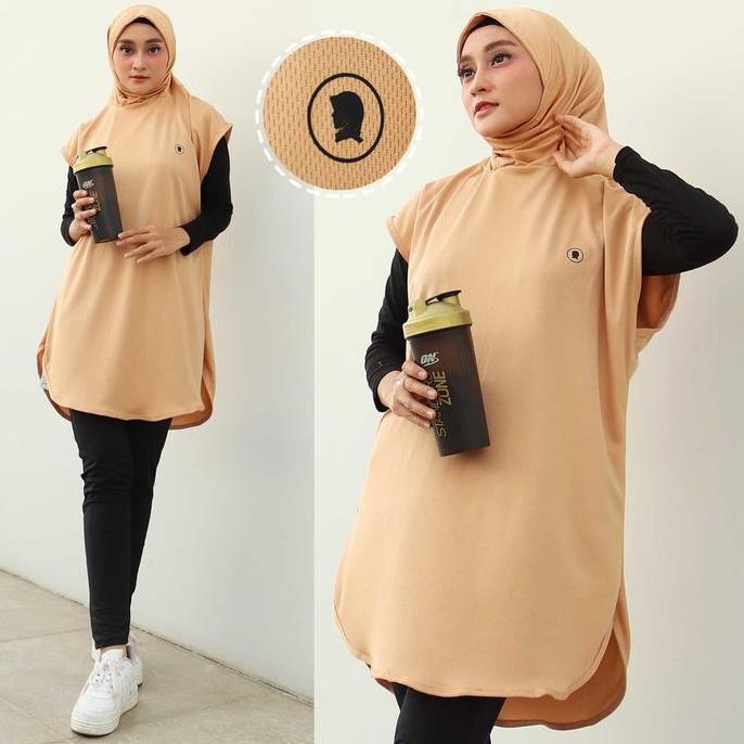 BONUS - Long Vest Rompi Panjang Muslim Polos Sport Olahraga Wanita Untuk Padel Bersepeda Lari Senam 