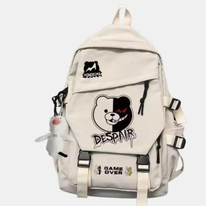 Ransel Pria Wanita Ransel Tas Sekolah Pelajar untuk Remaja Perempuan Laki-laki Tas Sekolah Hitam Pol