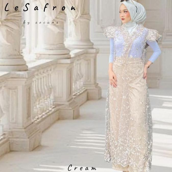 LeSafron set OUTER panjang 2in1 | tile bordir | oneset setelan Celana | utk pesta kondangan seragam 